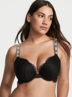 Victoria's Secret - Black Very Sexy Shine Strap Lace Push-Up Bra