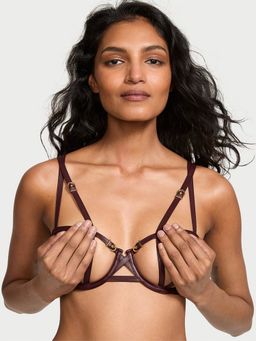 Victoria's Secret - Maroon Very Sexy Faux Leather Open-Cup Balconette Bra
