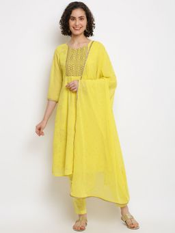 Imara - Yellow Anarkali Kurta (Set of 3)