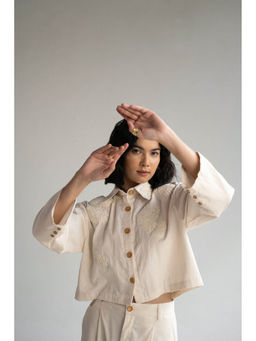 ORIGANI - Ivory Rosewood Embroidered Shirt