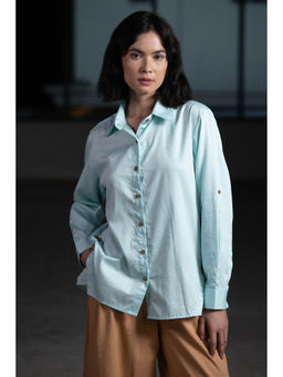 ORIGANI - Blue Coconut Shell Solid Shirt