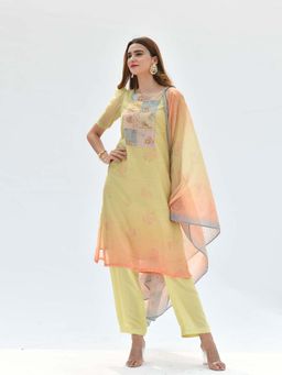 Label Rishmaan - Amber Embellished Kurta with Pant and Dupatta (Set of 3)