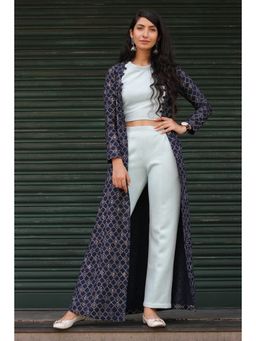 Label Rishmaan - Royal Blush Ensemble Crop Top with Pant and Jacket (Set of 3)