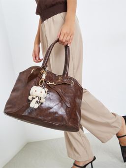 Styli - Women Strap Lock Detail with Toy Accessory Attached Shoulder Bag