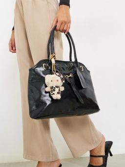 Styli - Women Strap Lock Detail with Toy Accessory Attached Shoulder Bag