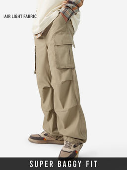 The Souled Store - Originals Solids: Beige Men Parachute Pant