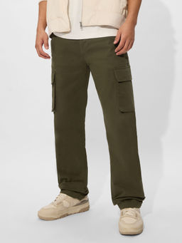 The Souled Store - Originals Solids: Olive Men Cargo Pant