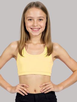A.T.U.N. - Girls Yellow Cotton Sports Bra