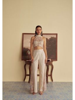 Jade by Ashima - Beige Shantoon Embellished/Sequined Top with Pant