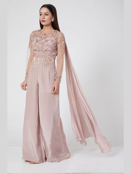 Jade by Ashima - Pink Silk Embellished/Sequined Top with Pant