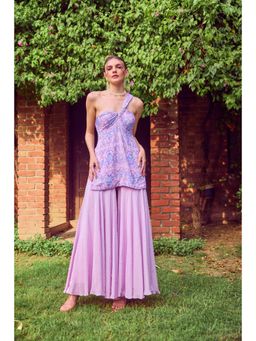 Jade by Ashima - Purple Beads and Stones Kurta with Sharara