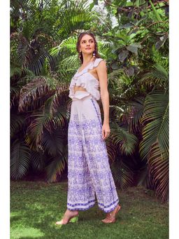 Jade by Ashima - Blue Crepe Printed Top with Pant