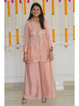 Pink Tree - Peach Silk Embroidered Kurta with Pant Co-Ord