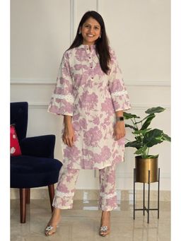 Pink Tree - Lavender Pure Cotton Printed Kurta with Pant Co-Ord