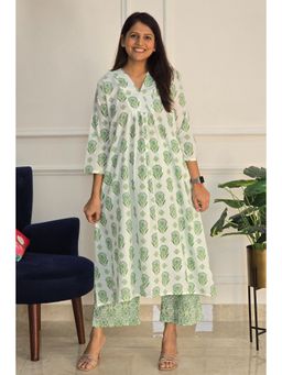 Pink Tree - Green Cotton Printed Kurta with Pant