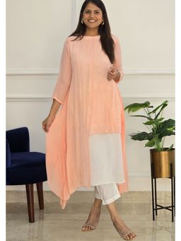 Pink Tree - Peach Chinon Embellished/Sequined Kurta with Pant