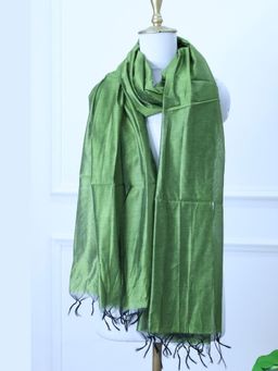 Pink Tree - Green Silk Solid Dupatta