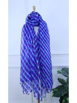 Pink Tree - Blue Silk Printed Dupatta