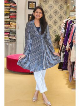 Pink Tree - Blue Velvet Printed Top with Pant