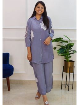 Pink Tree - Grey Crepe Thread Work Kurta with Pant Co-Ord