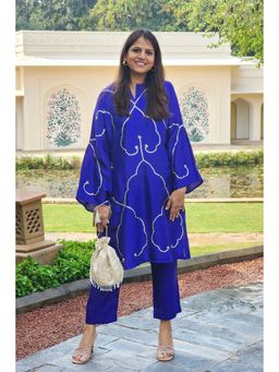 Pink Tree - Blue Silk Embellished/Sequined Kurta with Pant