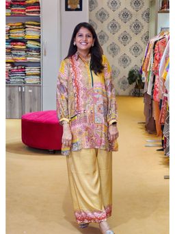 Pink Tree - Mustard Muslin Printed Top with Pant Co-Ord