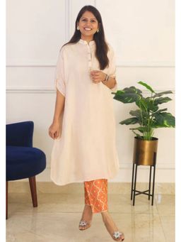 Pink Tree - Off White Silk Woven Kaftan with Pant
