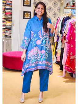Pink Tree - Blue Muslin Printed Kurta with Pant Co-Ord
