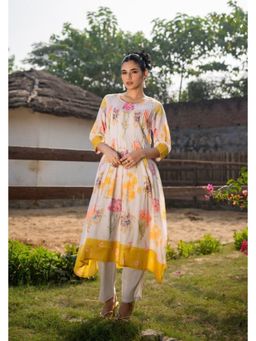 Pink Tree - Yellow Cotton Floral Printed Kurta