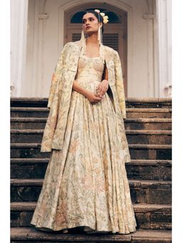 Paulmi & Harsh - Ivory Elise Anarkali with Jacket