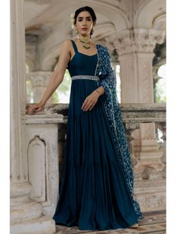 Paulmi & Harsh - Teal Isolde Anarkali with Dupatta and Belt