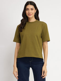 FableStreet - Cotton Crew Neck T-Shirt - Olive
