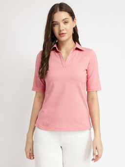 FableStreet - Cotton Polo T-Shirt - Pink