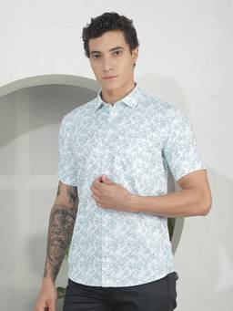 CRIMSOUNE CLUB - Men's White Floral Print Shirt