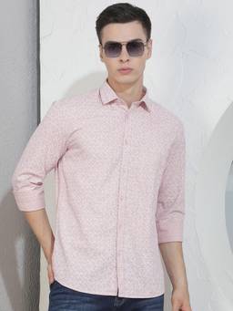 CRIMSOUNE CLUB - Men's Pink Printed Shirt