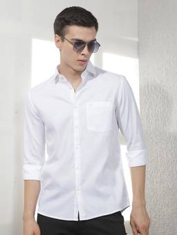 CRIMSOUNE CLUB - Men's White 100% Cotton Shirt