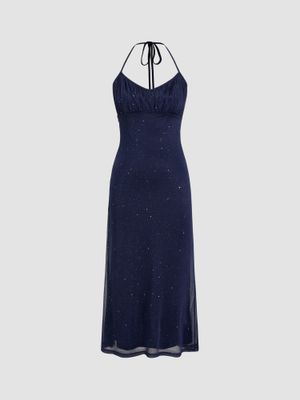 Buy Cider Glitter Knotted Maxi Dress (XXS) Online