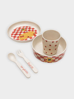 Mi Arcus - Beige Melamine Dinner Set- Bowl, Plate, Glass, Spoon, Fork