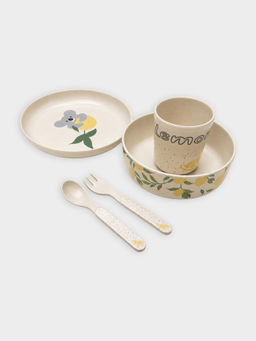 Mi Arcus - Beige Melamine Dinner Set- Bowl, Plate, Glass, Spoon, Fork