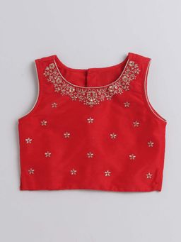 The Magic Wand - Foil Lace Embellished Choli With Lehenga And Dupatta -Red (Set of 3)