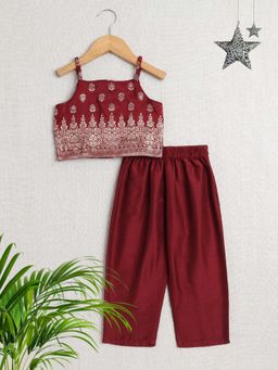 The Magic Wand - Bootie Strappy Top and Pant Set Co-Ord-Maroon (Set of 2)