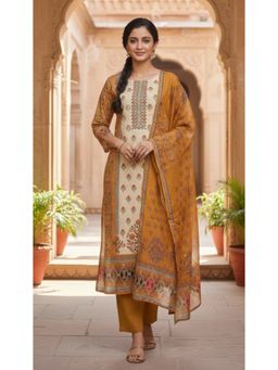 Autumnlane - Shanti Mustard Floral Kurta With Pant & Dupatta