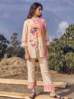 Autumnlane - Women's Printed Beige Co-Ord Set