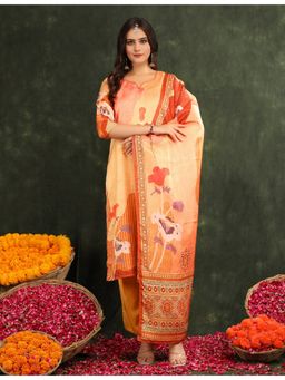 Bani Women - Yellow Floral Printed Kurta with Pant and Dupatta