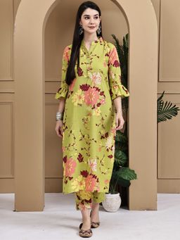 Rajnandini - Women Green Cotton Floral Printed Co-Ord