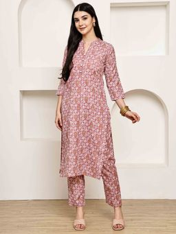 Rajnandini - Women Pink Cotton Jaipuri Floral Printed Co-Ord