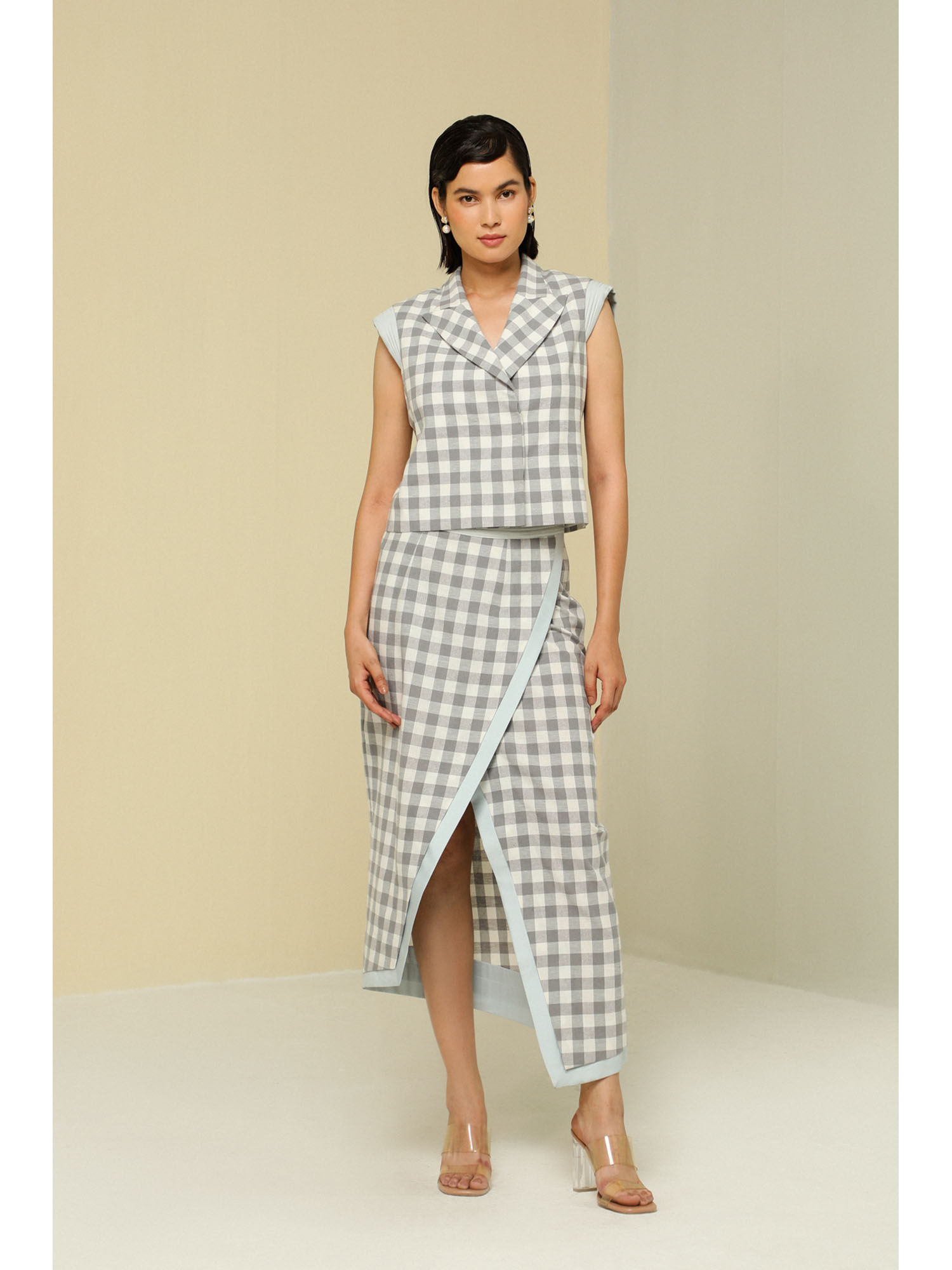 zaitra Grey & White Check Jacket-picture-33