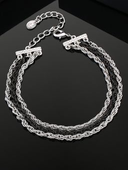 Estele - Rhodium Plated Layered Wrist Wrap Bracelet for Women