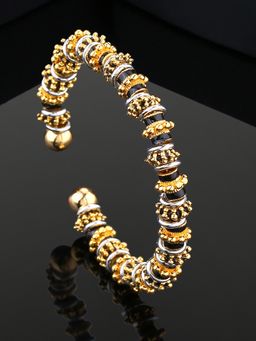 Estele - Estelle Gold and Rhodium Plated Twist and Twirl Black Kada Bracelet for Women