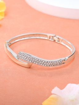 Estele - Estelle Rhodium Plated Attractive Bracelet with White Crystals for Women